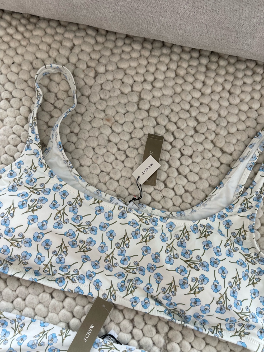 J Crew Floral Blue & White Two-Piece Bikini - Picture 3 of 9